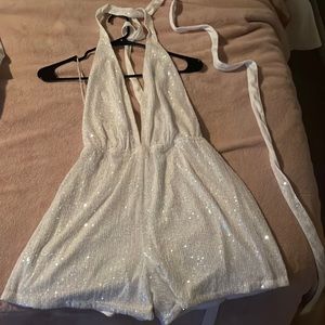 White sequins romper